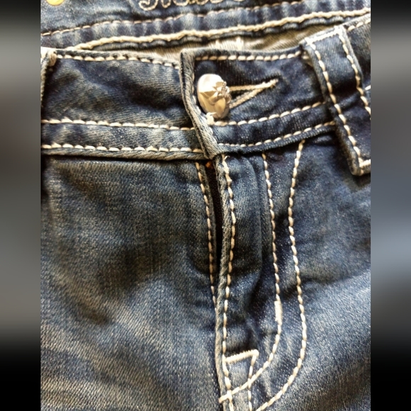 Embroidered Skinny Jeans Embellished w/Bling & Leather Cross - Picture 11 of 11